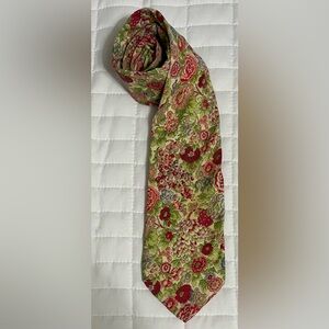Lord & Taylor The Man’s Shop Floral Necktie Red Pink Cream Green